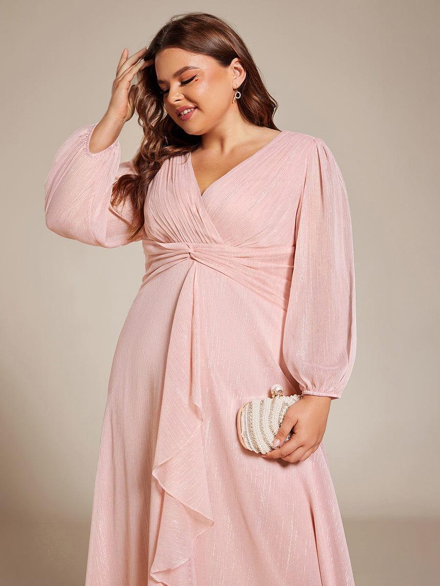 Glitzerndes A-Linien-Abendkleid mit Empire-Taille und langen Laternen?rmeln #farbe_Rosa