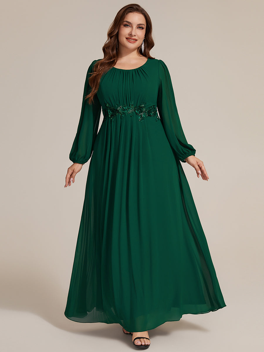 Chiffon A-Linie Puffärmel Nicht elastisch abendkleid #Farbe_Dunkelgrün