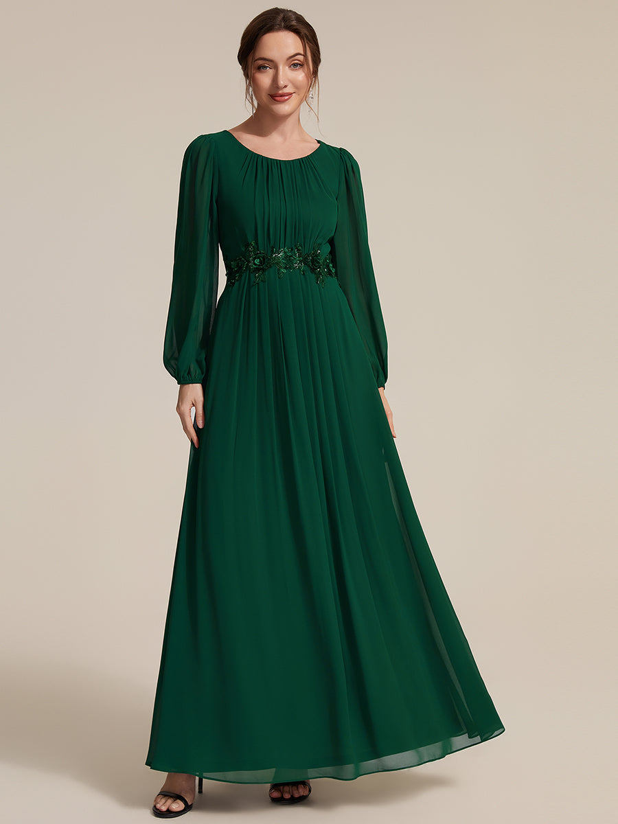 Chiffon A-Linie Puffärmel Nicht elastisch abendkleid #Farbe_Dunkelgrün