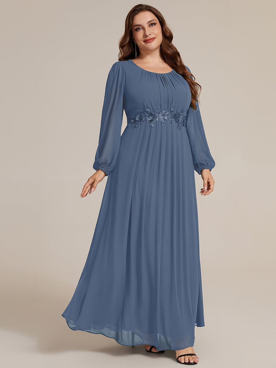 Chiffon A-Linie Puffärmel Nicht elastisch abendkleid #Farbe_Taubenblau