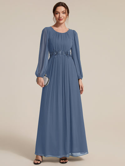 Chiffon A-Linie Puffärmel Nicht elastisch abendkleid #Farbe_Taubenblau