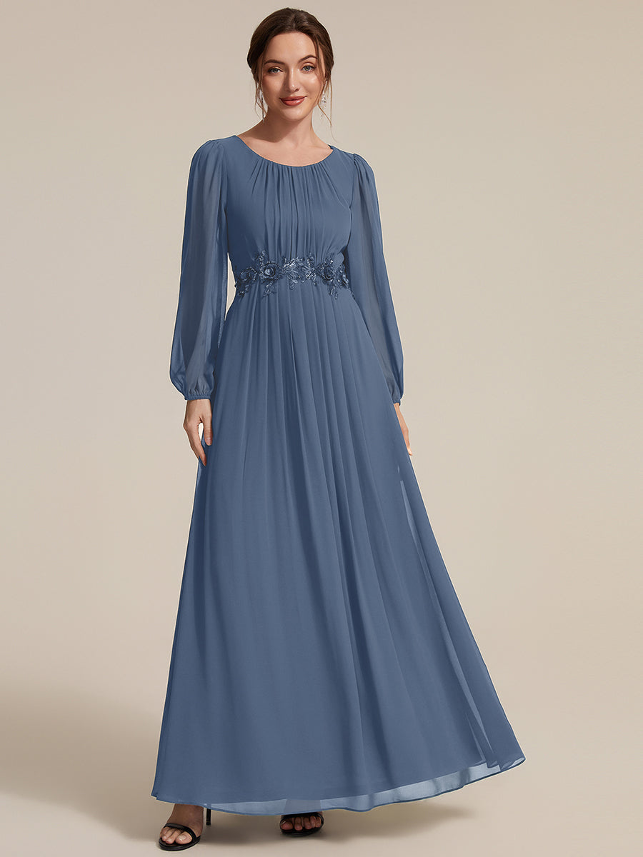 Chiffon A-Linie Puffärmel Nicht elastisch abendkleid #Farbe_Taubenblau