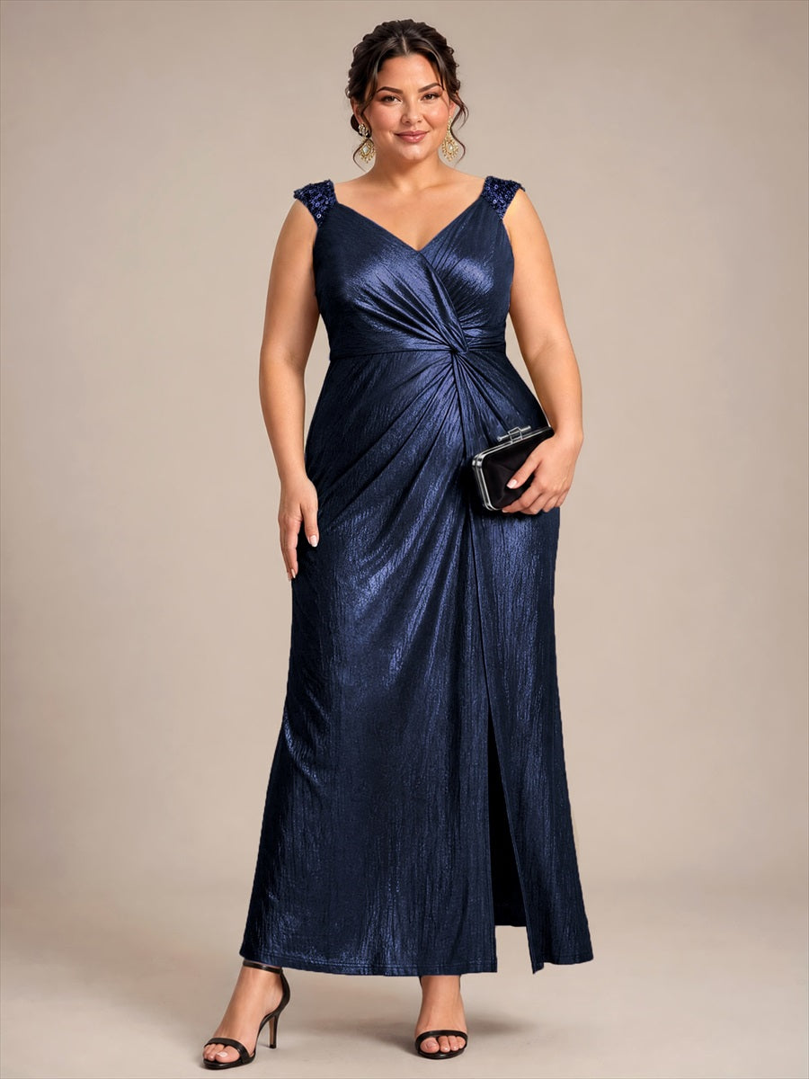 Maxilänge V-Ausschnitt Figurbetontes Kleid Aus Mesh Elegantes Design Für Besondere Anlässe #Farbe_Marineblau