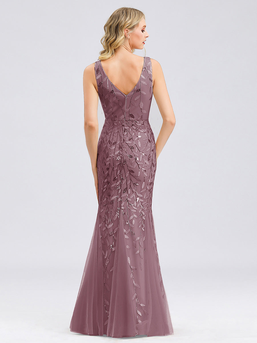 Aermelloses Abendkleid mit doppeltem V-Ausschnitt #Farbe_Orchideenviolett