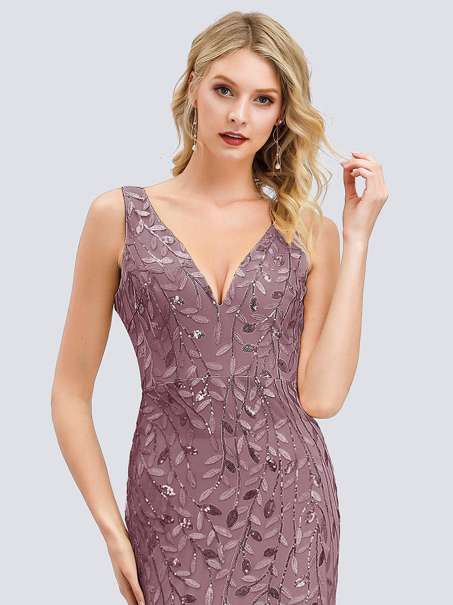 Aermelloses Abendkleid mit doppeltem V-Ausschnitt #Farbe_Orchideenviolett