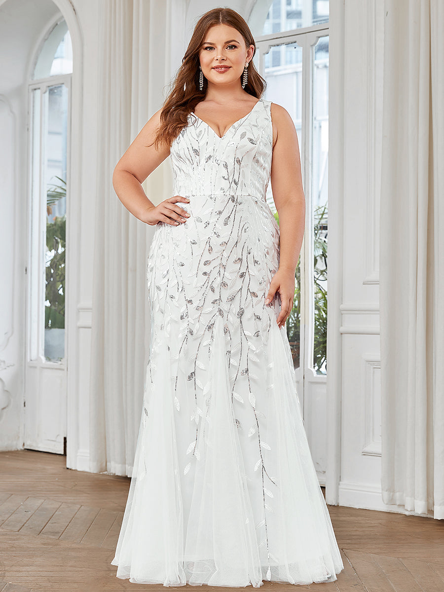 Aermelloses Abendkleid mit doppeltem V-Ausschnitt #Farbe_Weiß