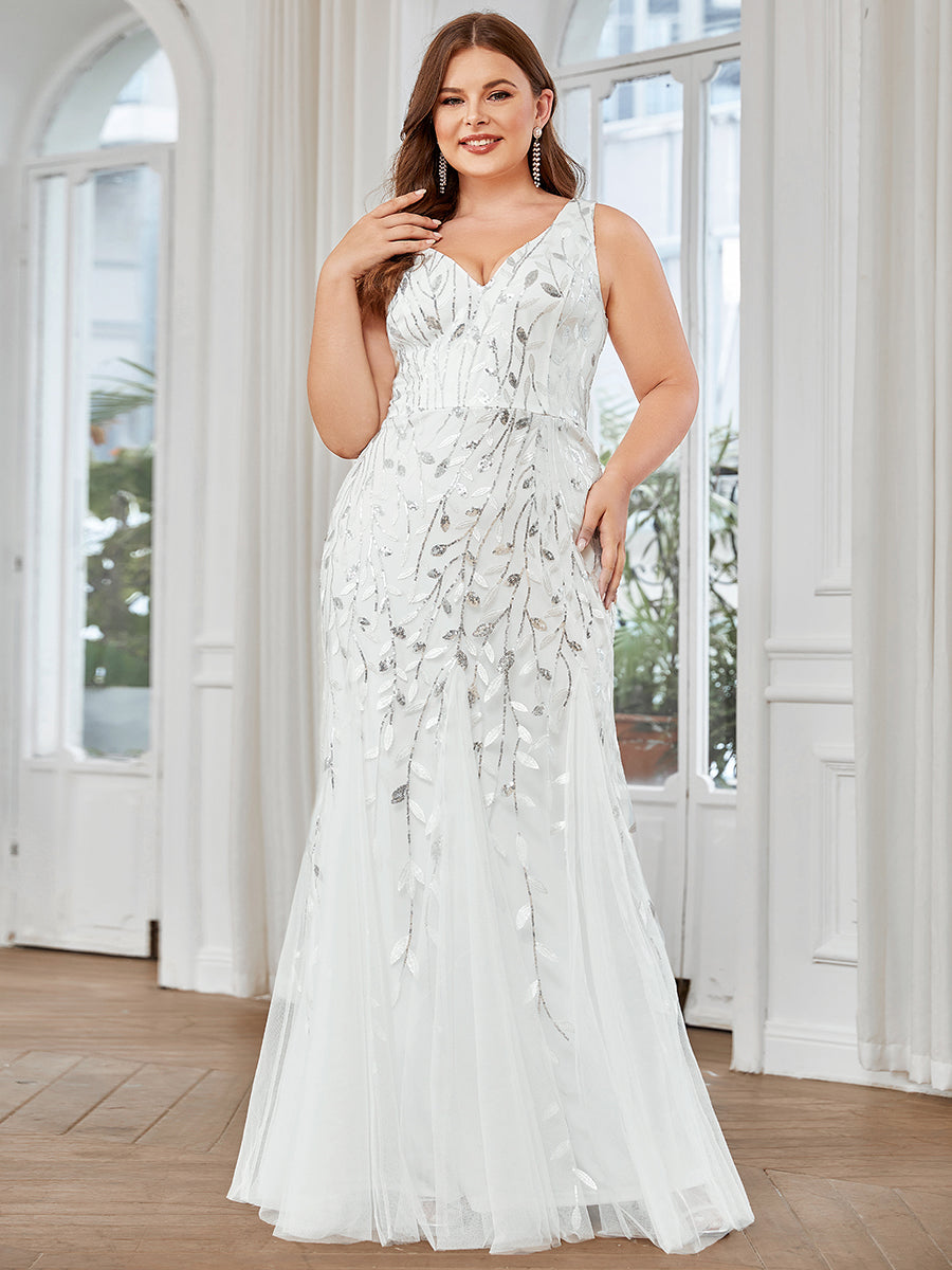 Aermelloses Abendkleid mit doppeltem V-Ausschnitt #Farbe_Weiß
