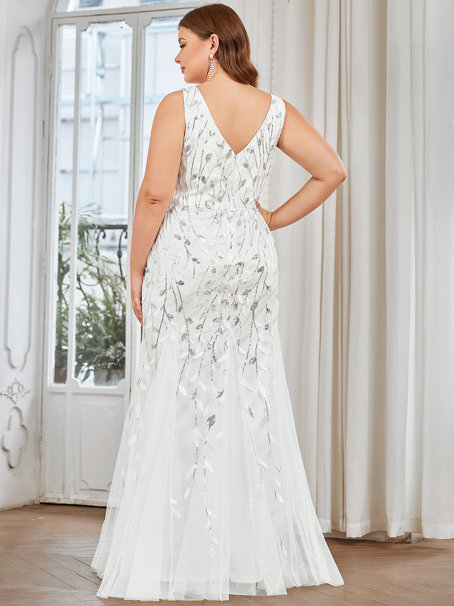 Aermelloses Abendkleid mit doppeltem V-Ausschnitt #Farbe_Weiß