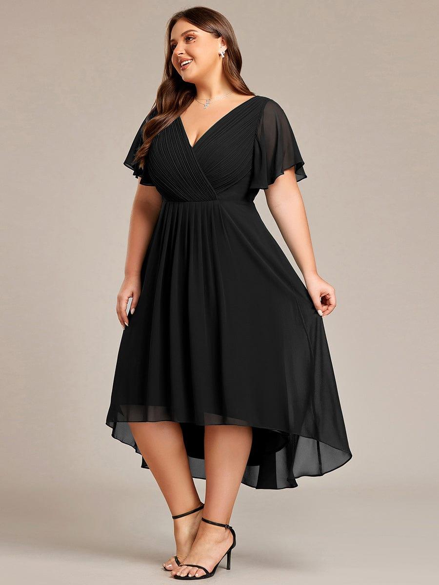 Funkelndes Abendkleid in A-Linie mit Empire-Taille und langen ?rmeln #farbe_Schwarz