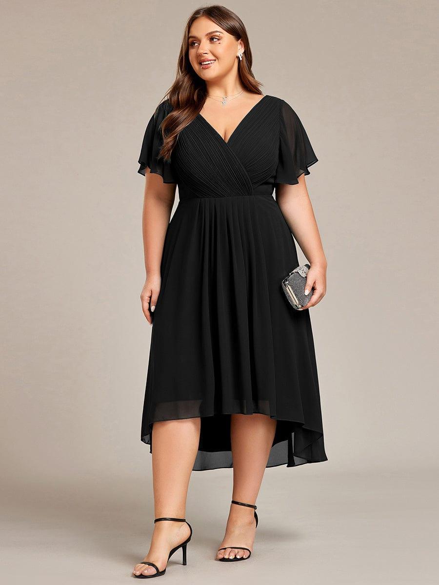 Funkelndes Abendkleid in A-Linie mit Empire-Taille und langen ?rmeln #farbe_Schwarz