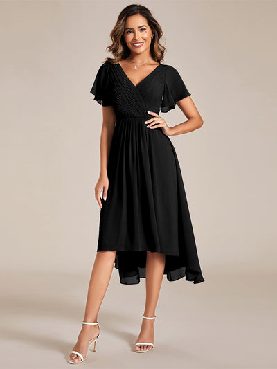 Funkelndes Abendkleid in A-Linie mit Empire-Taille und langen ?rmeln #farbe_Schwarz