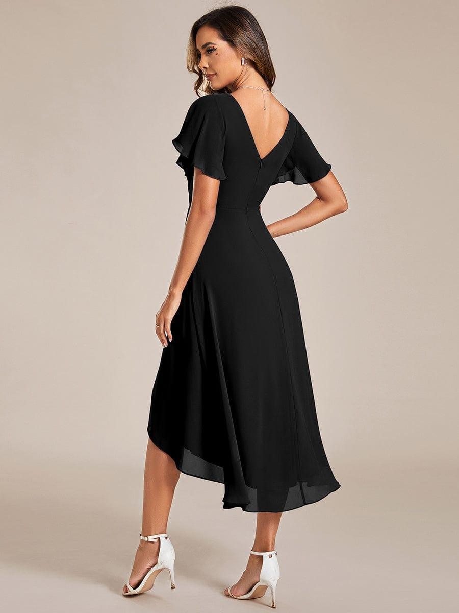 Funkelndes Abendkleid in A-Linie mit Empire-Taille und langen ?rmeln #farbe_Schwarz