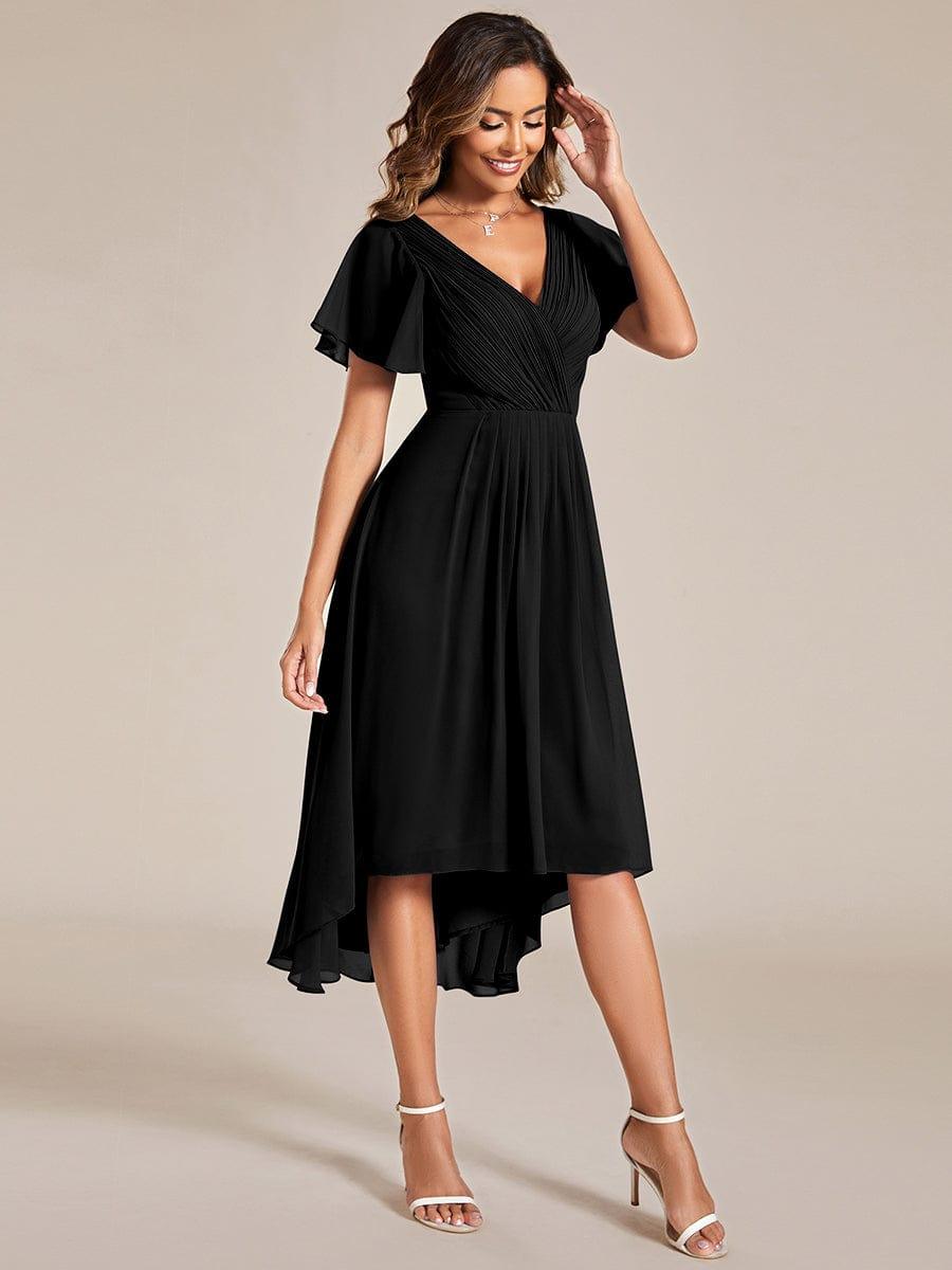 Funkelndes Abendkleid in A-Linie mit Empire-Taille und langen ?rmeln #farbe_Schwarz