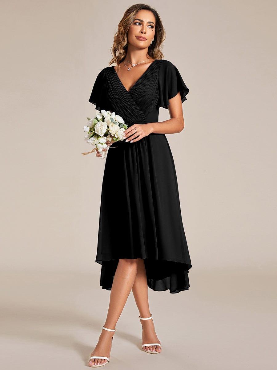 Funkelndes Abendkleid in A-Linie mit Empire-Taille und langen ?rmeln #farbe_Schwarz