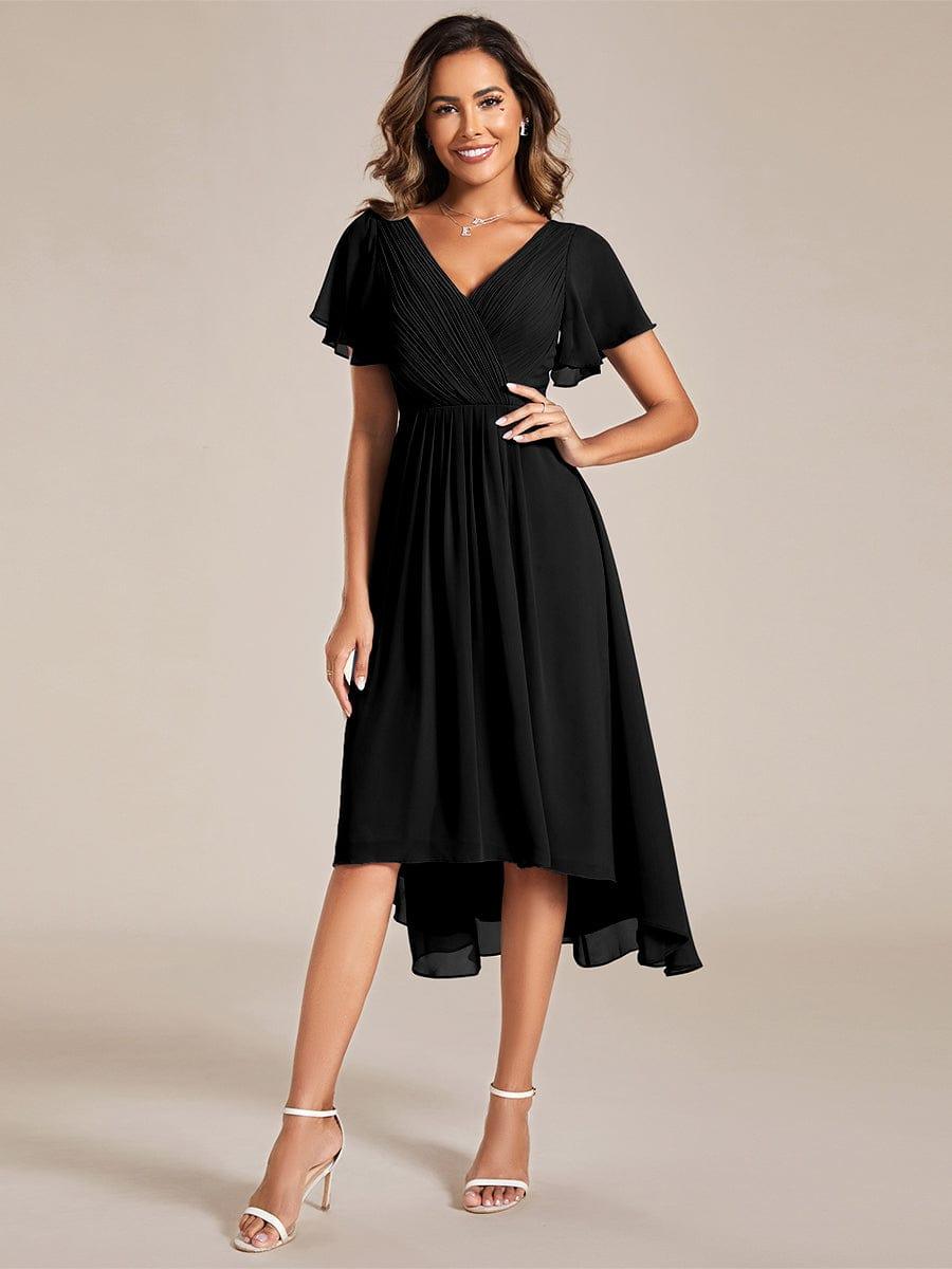 Funkelndes Abendkleid in A-Linie mit Empire-Taille und langen ?rmeln #farbe_Schwarz