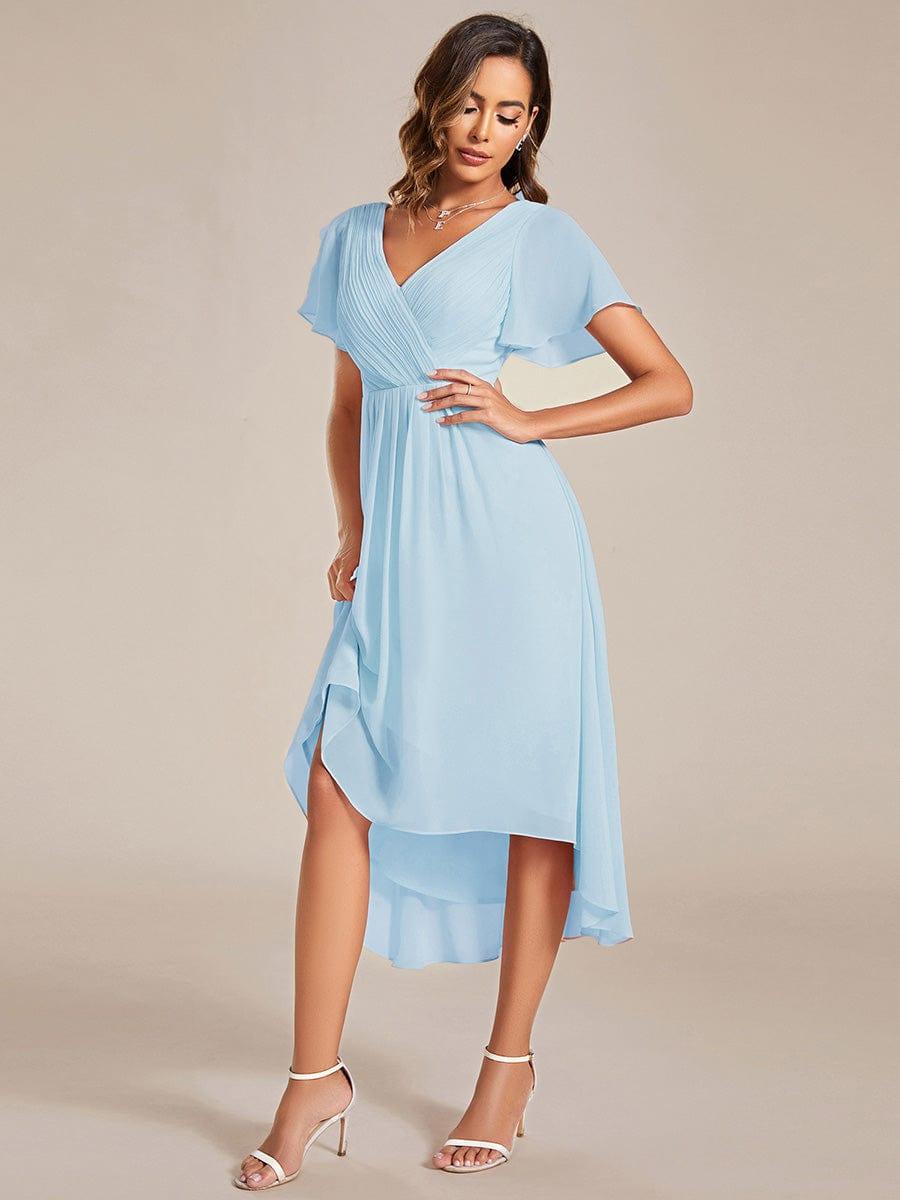 Glitzerndes A-Linien-Abendkleid mit Empire-Taille und langen Laternen?rmeln #farbe_Blau