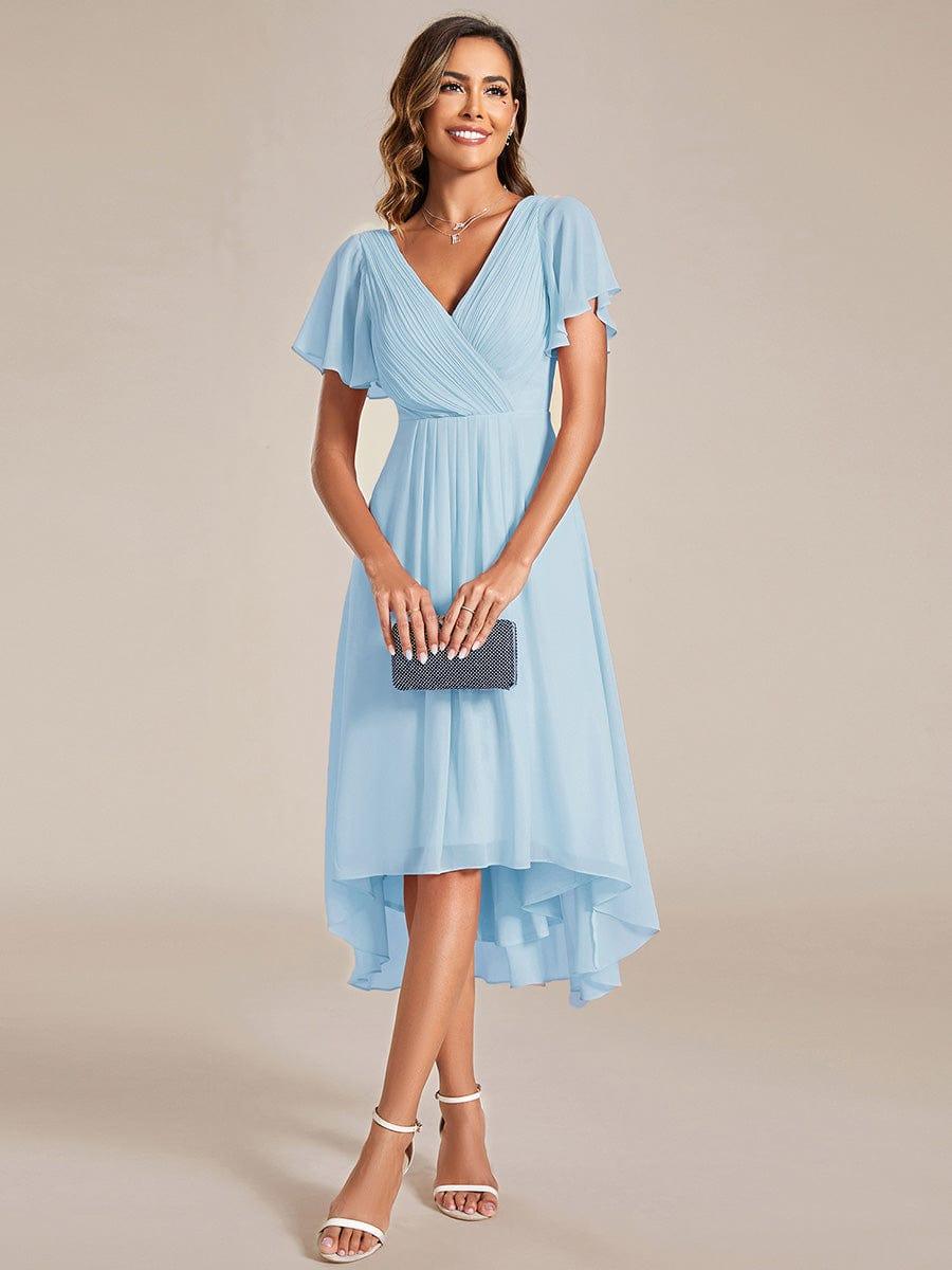 Glitzerndes A-Linien-Abendkleid mit Empire-Taille und langen Laternen?rmeln #farbe_Blau