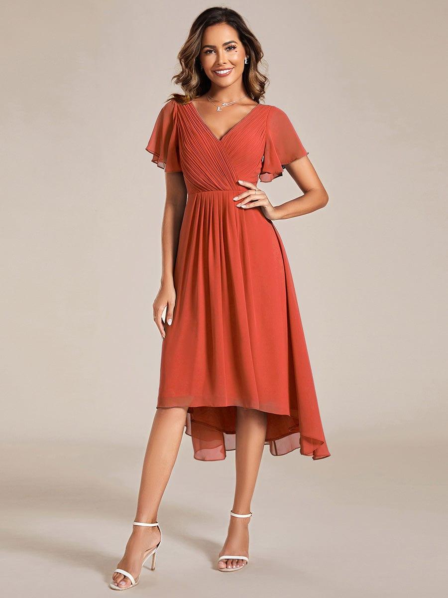 Glitzerndes A-Linien-Abendkleid mit Empire-Taille und langen Laternen?rmeln #farbe_Gebrannte Orange
