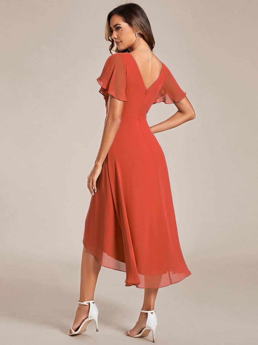 Glitzerndes A-Linien-Abendkleid mit Empire-Taille und langen Laternen?rmeln #farbe_Gebrannte Orange