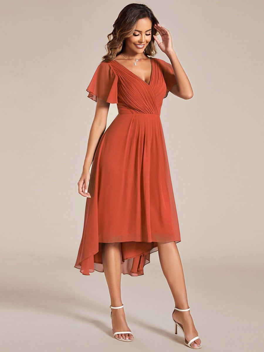 Glitzerndes A-Linien-Abendkleid mit Empire-Taille und langen Laternen?rmeln #farbe_Gebrannte Orange