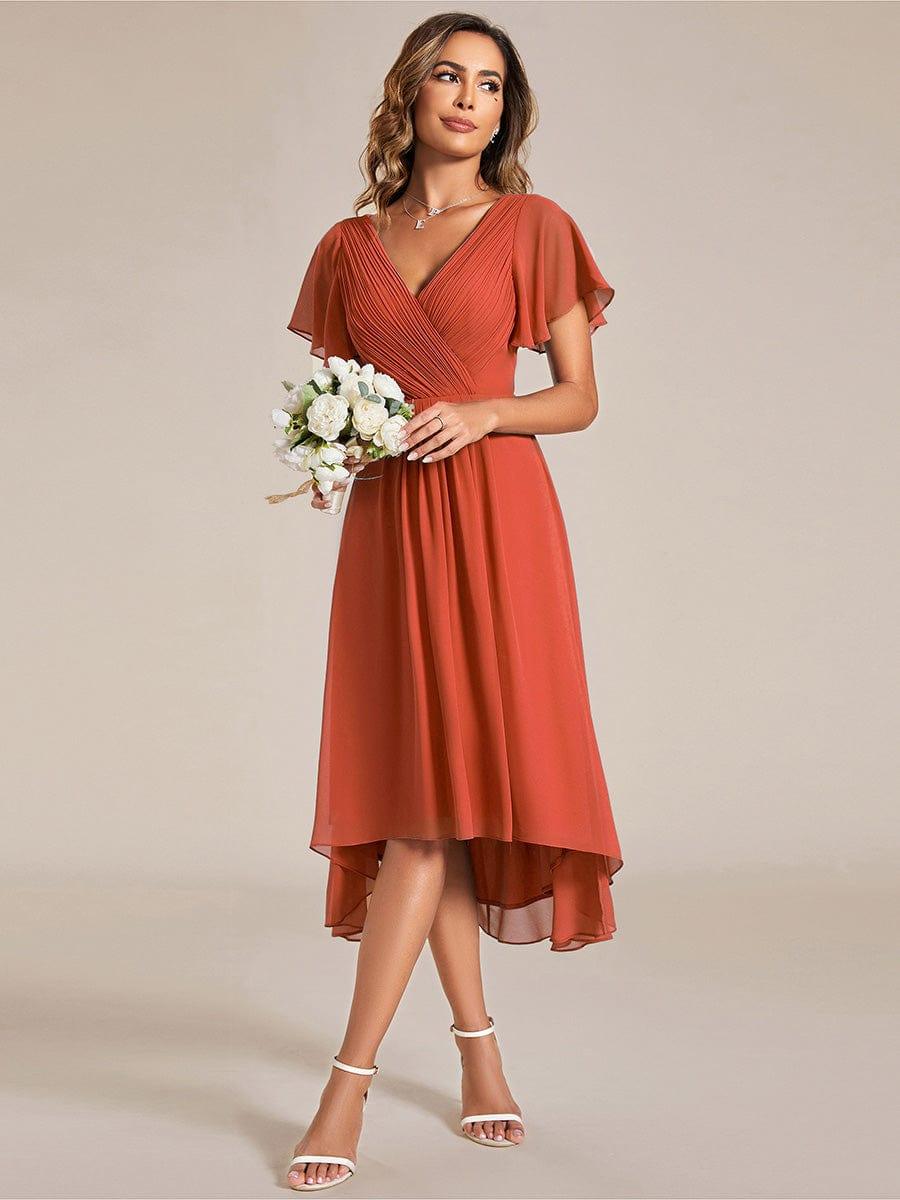 Glitzerndes A-Linien-Abendkleid mit Empire-Taille und langen Laternen?rmeln #farbe_Gebrannte Orange