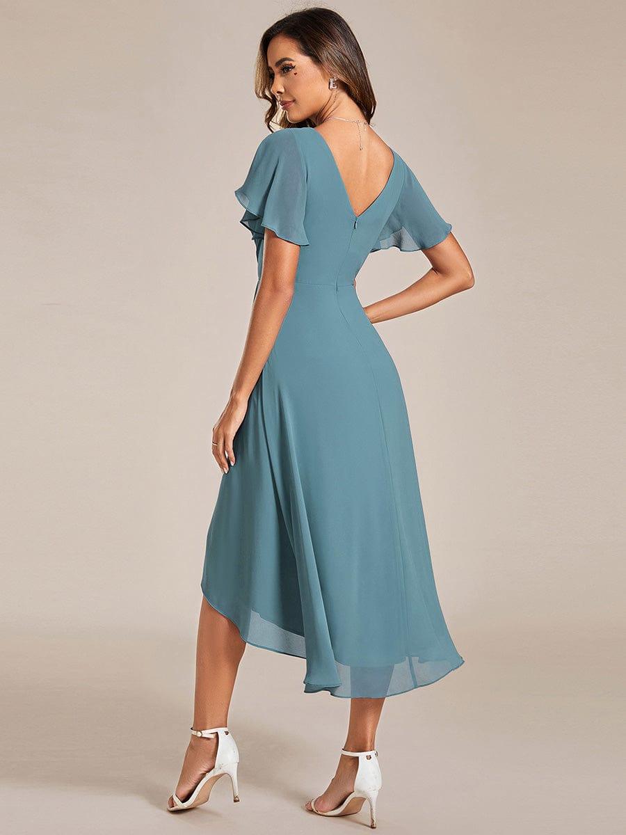 Glitzerndes A-Linien-Abendkleid mit Empire-Taille und langen Laternen?rmeln #farbe_Dusty Blau