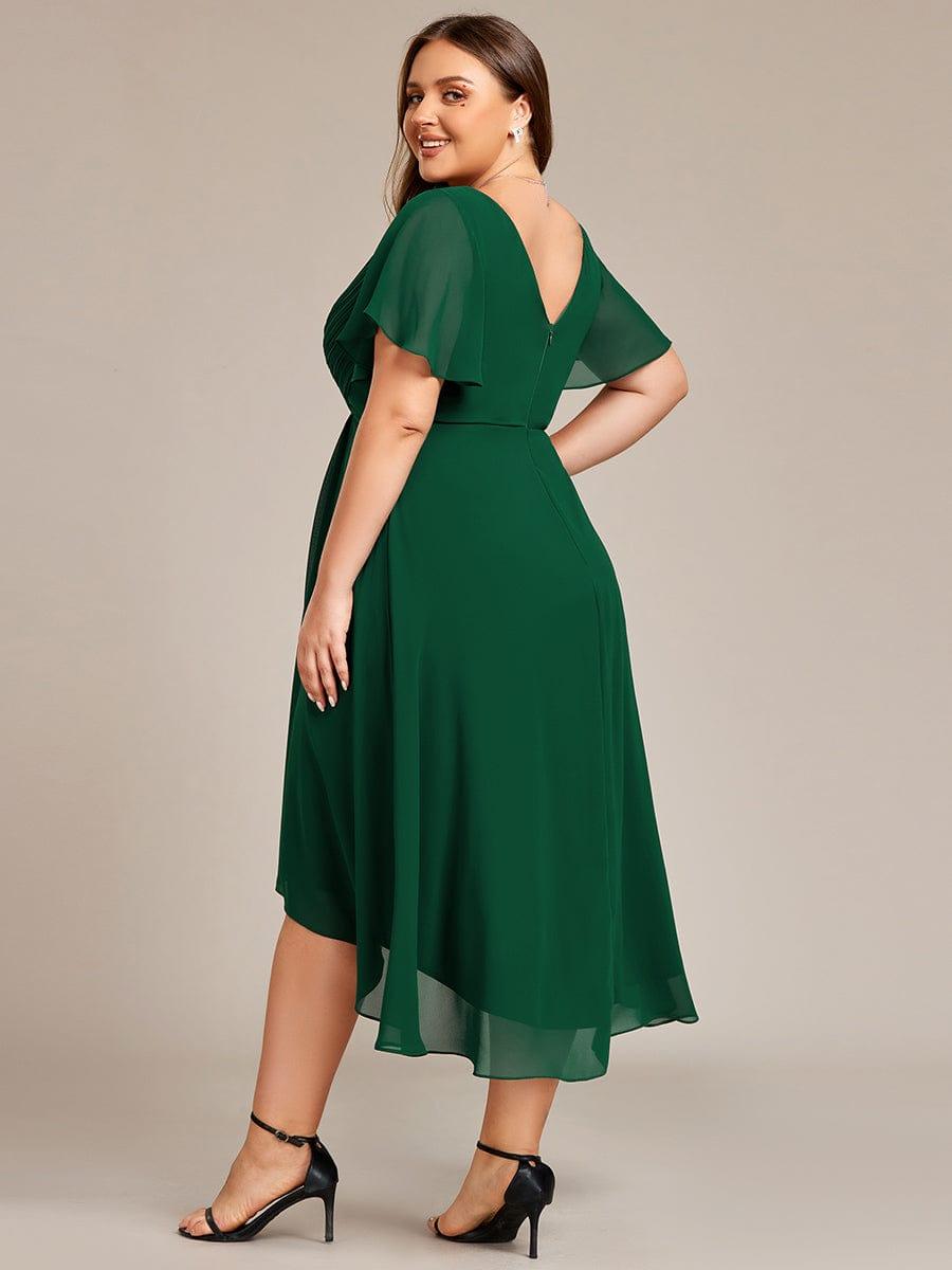 Funkelndes Abendkleid in A-Linie mit Empire-Taille und langen ?rmeln #farbe_Dunkel Gruen