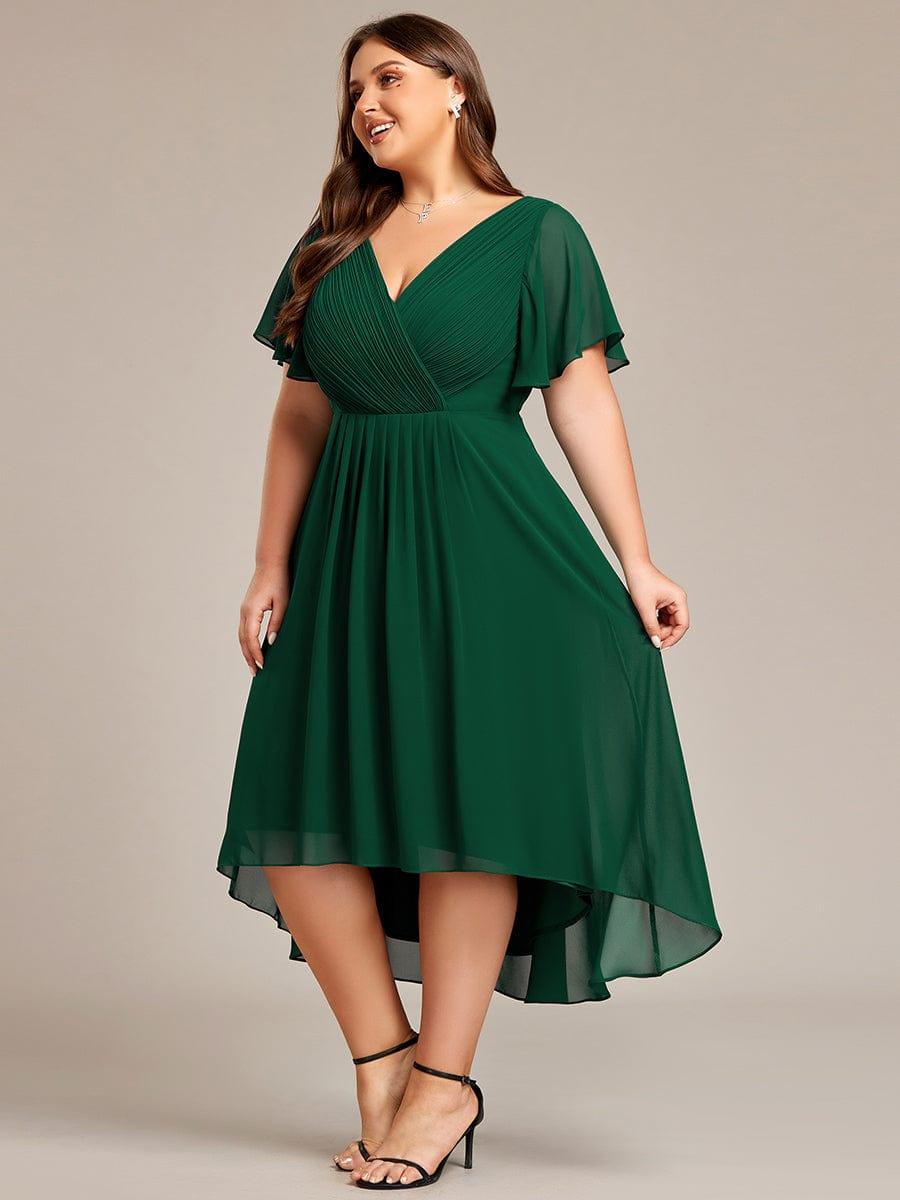 Funkelndes Abendkleid in A-Linie mit Empire-Taille und langen ?rmeln #farbe_Dunkel Gruen