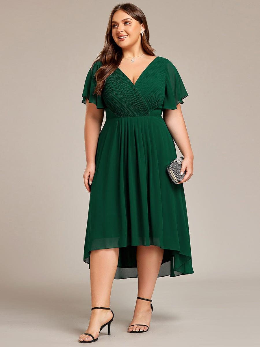 Funkelndes Abendkleid in A-Linie mit Empire-Taille und langen ?rmeln #farbe_Dunkel Gruen