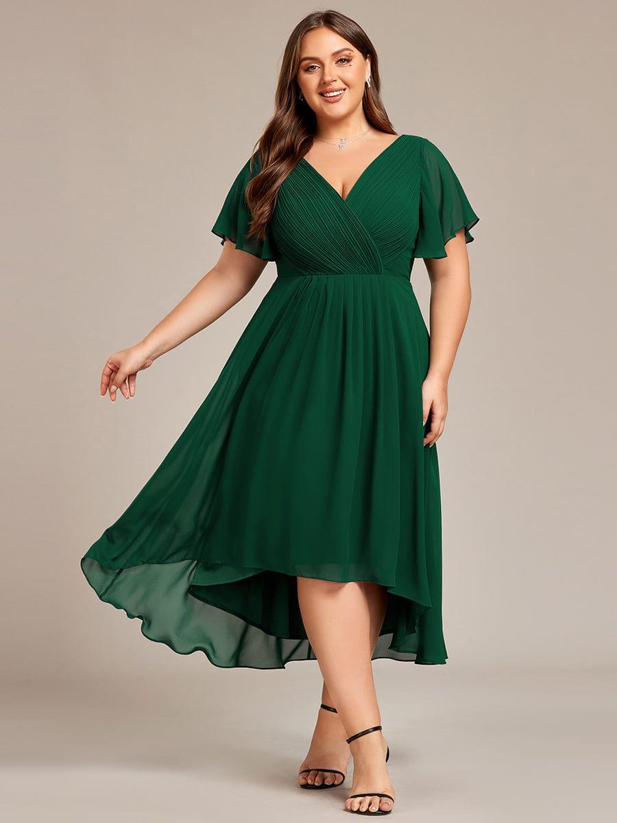 Funkelndes Abendkleid in A-Linie mit Empire-Taille und langen ?rmeln #farbe_Dunkel Gruen