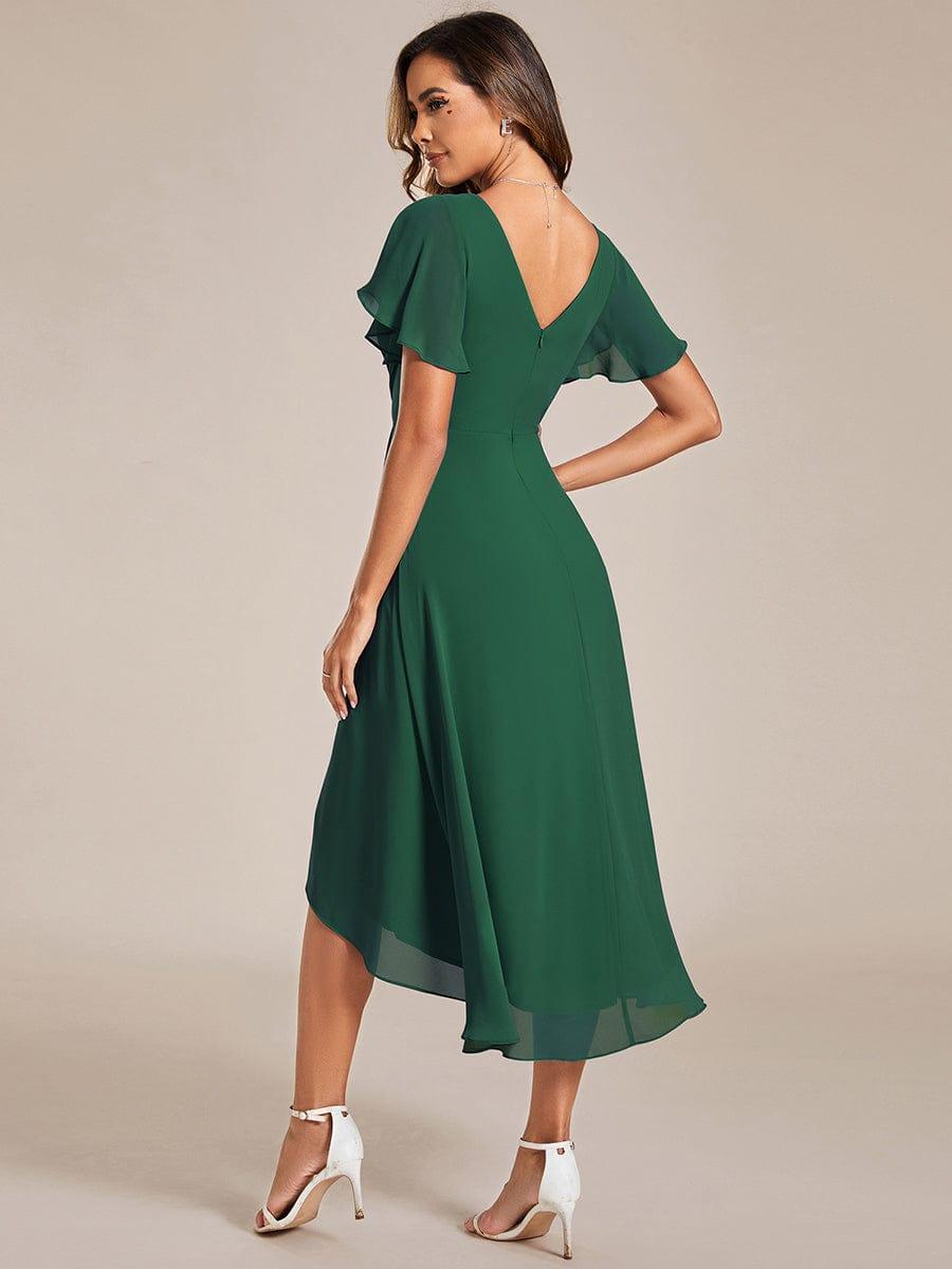 Funkelndes Abendkleid in A-Linie mit Empire-Taille und langen ?rmeln #farbe_Dunkel Gruen