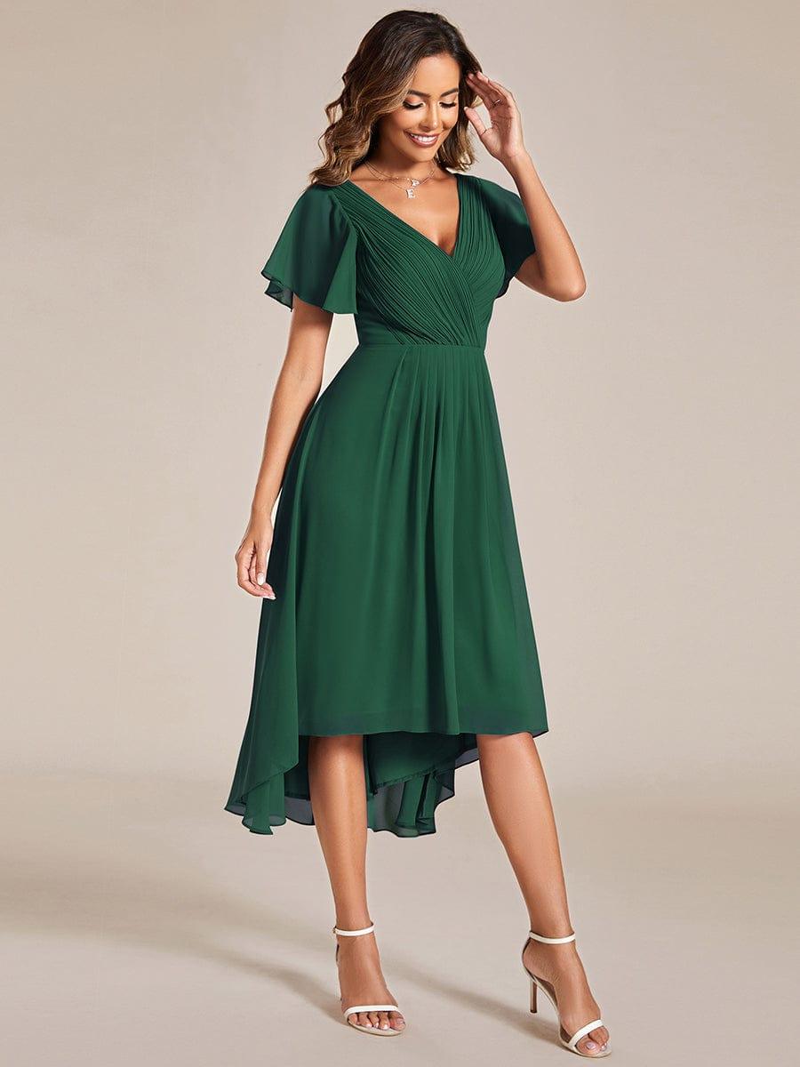 Funkelndes Abendkleid in A-Linie mit Empire-Taille und langen ?rmeln #farbe_Dunkel Gruen