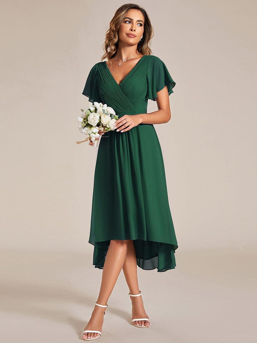 Funkelndes Abendkleid in A-Linie mit Empire-Taille und langen ?rmeln #farbe_Dunkel Gruen