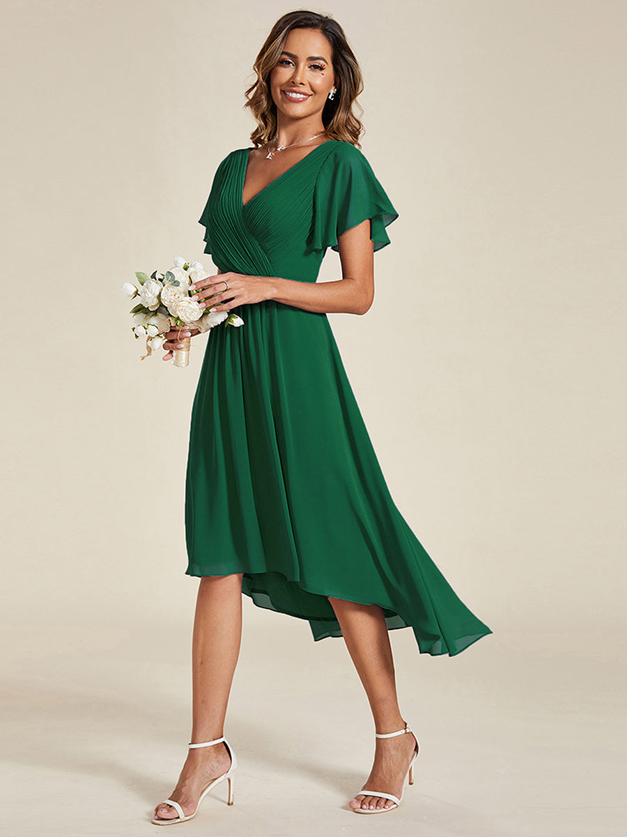 Funkelndes Abendkleid in A-Linie mit Empire-Taille und langen ?rmeln #farbe_Dunkelgrün