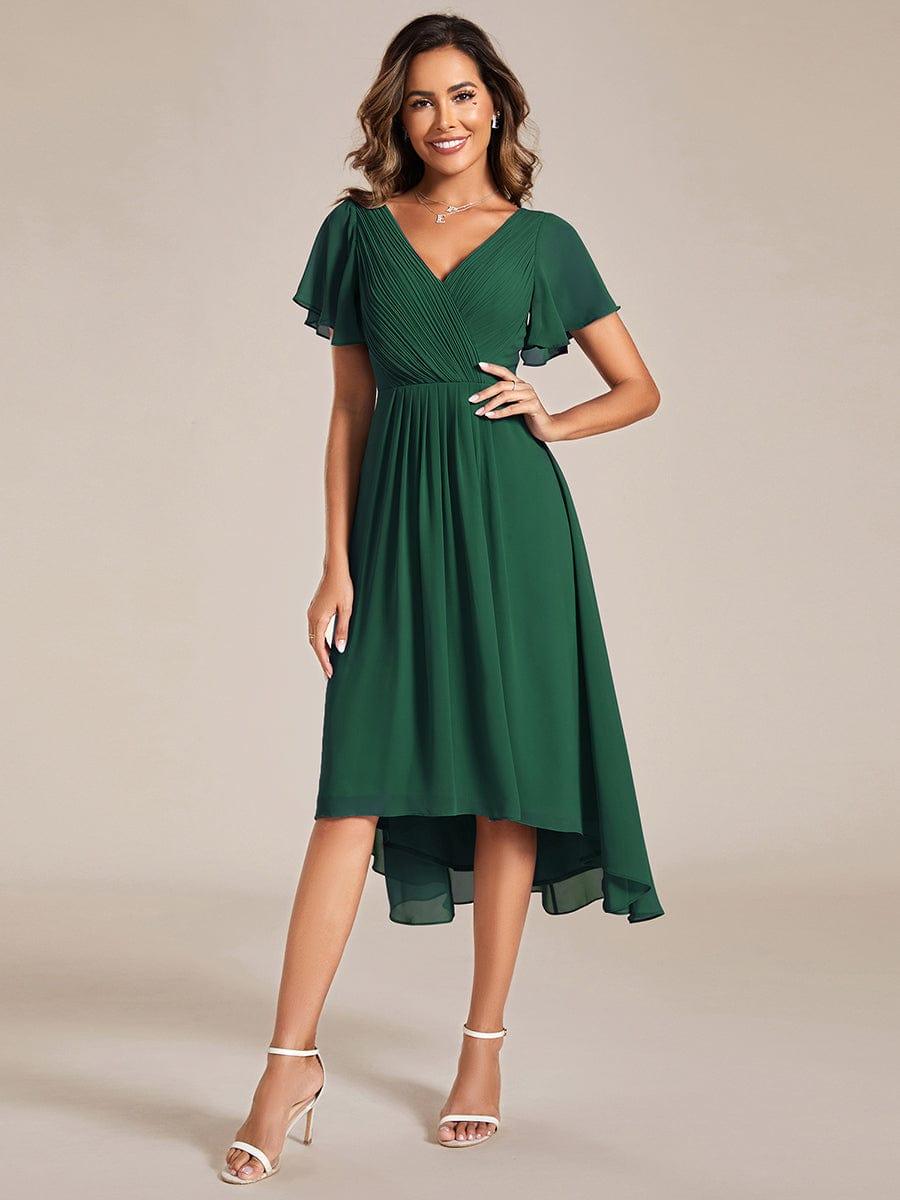 Funkelndes Abendkleid in A-Linie mit Empire-Taille und langen ?rmeln #farbe_Dunkel Gruen