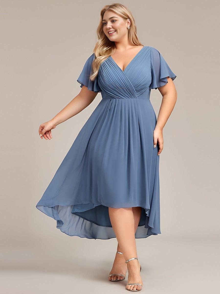 Glitzerndes A-Linien-Abendkleid mit Empire-Taille und langen Laternen?rmeln #farbe_Dusty Navy