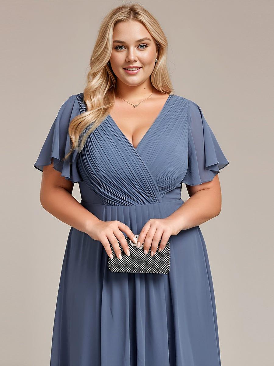 Glitzerndes A-Linien-Abendkleid mit Empire-Taille und langen Laternen?rmeln #farbe_Dusty Navy