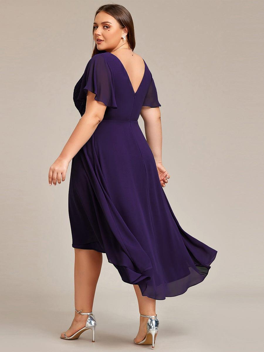 Glitzerndes A-Linien-Abendkleid mit Empire-Taille und langen Laternen?rmeln #farbe_Dunkel Violett