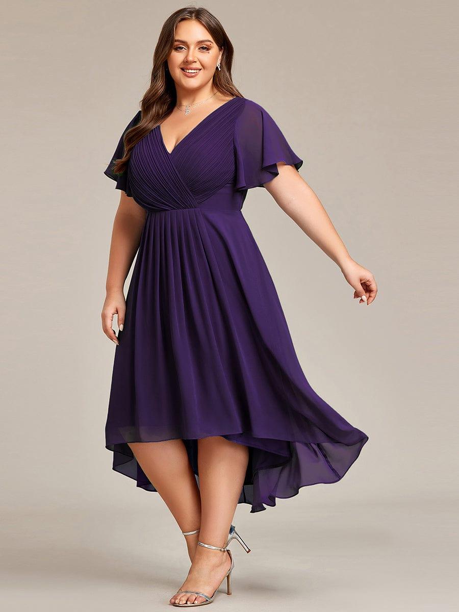 Glitzerndes A-Linien-Abendkleid mit Empire-Taille und langen Laternen?rmeln #farbe_Dunkel Violett
