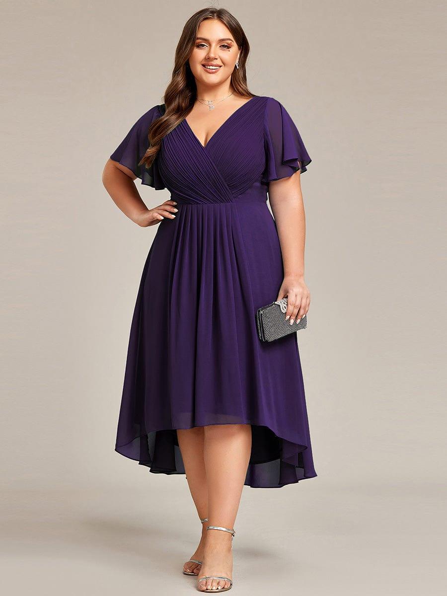 Glitzerndes A-Linien-Abendkleid mit Empire-Taille und langen Laternen?rmeln #farbe_Dunkel Violett