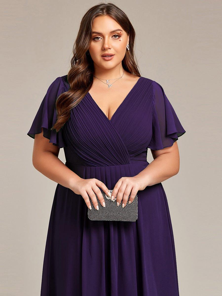 Glitzerndes A-Linien-Abendkleid mit Empire-Taille und langen Laternen?rmeln #farbe_Dunkel Violett