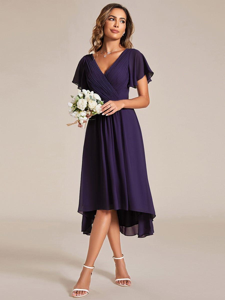 Glitzerndes A-Linien-Abendkleid mit Empire-Taille und langen Laternen?rmeln #farbe_Dunkel Violett