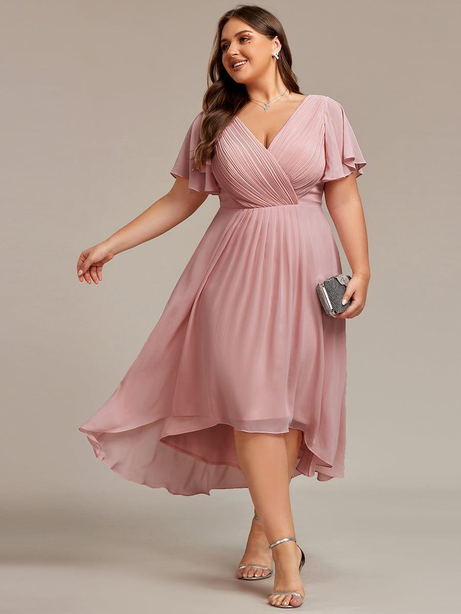 Funkelndes Abendkleid in A-Linie mit Empire-Taille und langen ?rmeln #farbe_Dusty Rose