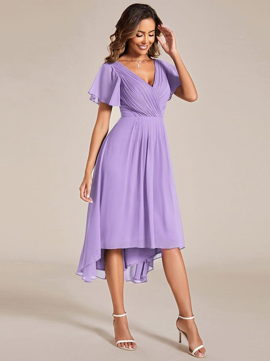 Glitzerndes A-Linien-Abendkleid mit Empire-Taille und langen Laternen?rmeln #farbe_Violett