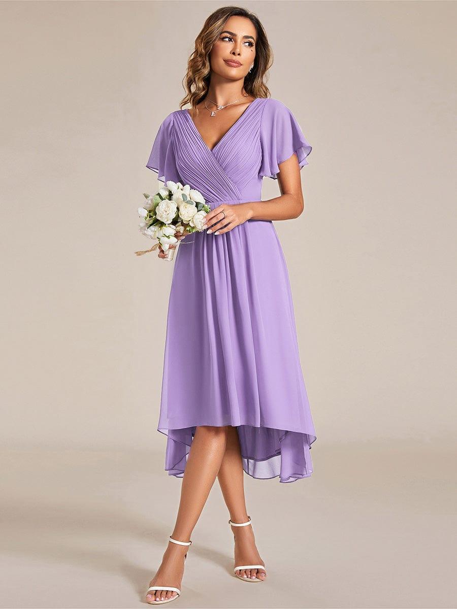 Glitzerndes A-Linien-Abendkleid mit Empire-Taille und langen Laternen?rmeln #farbe_Violett