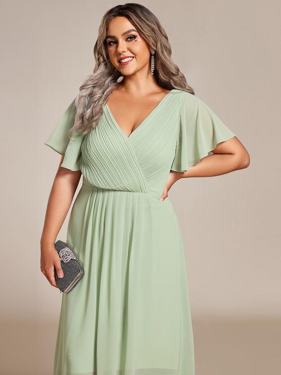 Funkelndes Abendkleid in A-Linie mit Empire-Taille und langen ?rmeln #farbe_Mint Gruen
