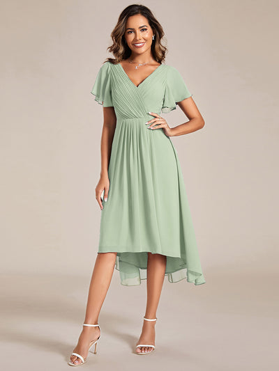 Funkelndes Abendkleid in A-Linie mit Empire-Taille und langen ?rmeln #farbe_Mintgrün