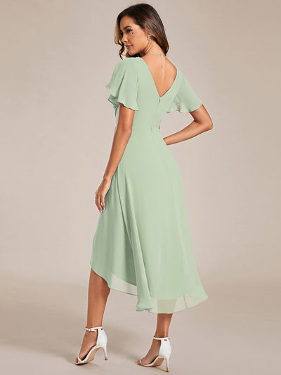 Funkelndes Abendkleid in A-Linie mit Empire-Taille und langen ?rmeln #farbe_Mintgrün