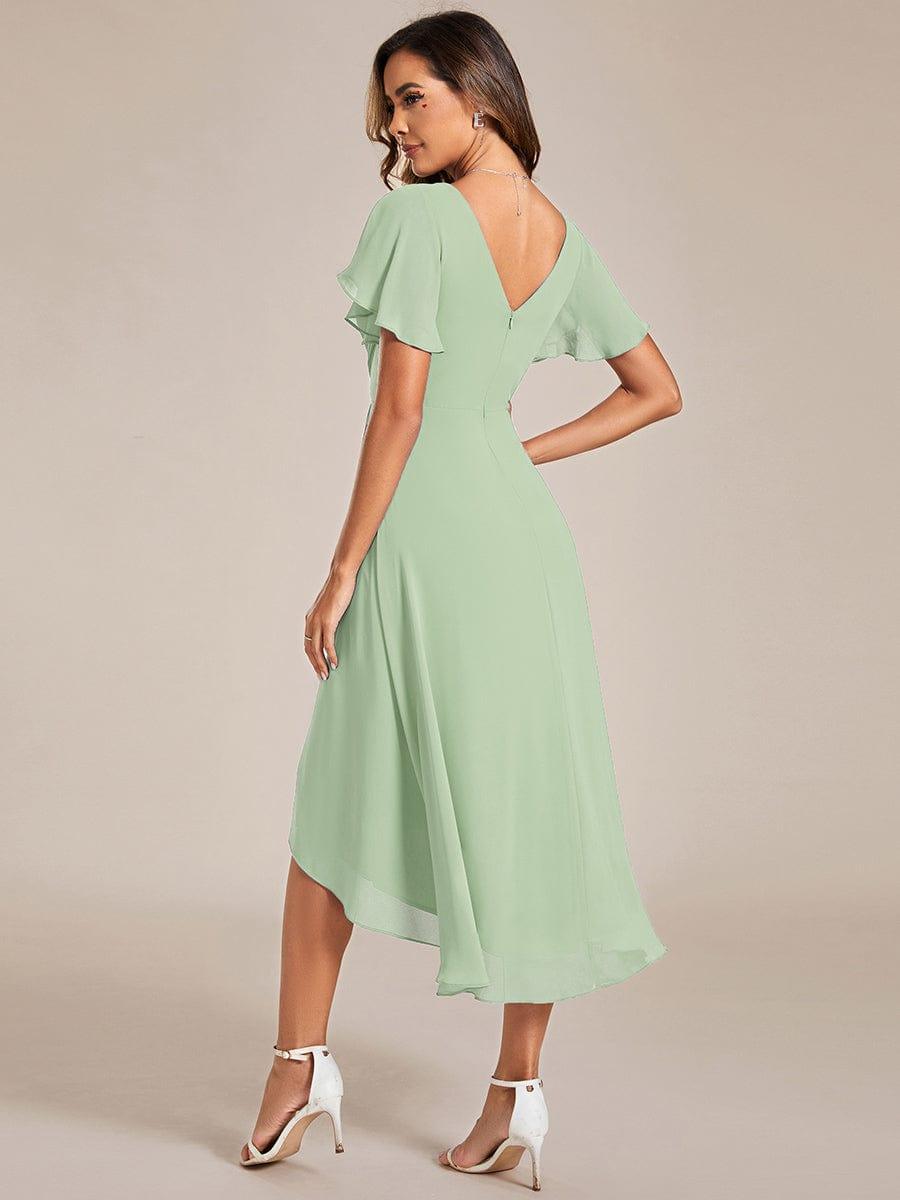 Funkelndes Abendkleid in A-Linie mit Empire-Taille und langen ?rmeln #farbe_Mint Gruen