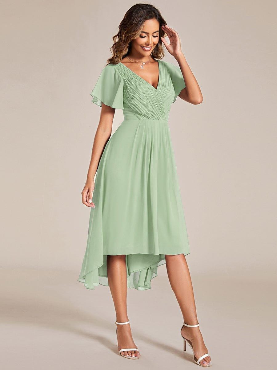 Funkelndes Abendkleid in A-Linie mit Empire-Taille und langen ?rmeln #farbe_Mint Gruen
